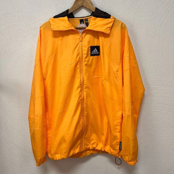 Adidas W.N.D Men Jacket Windbreaker Hooded Full Zip Primeblue Yellow Small - Picture 1 of 7
